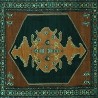 Tvrtka Aludes strojno pere kvadratne perzijske tirkizno plave tradicionalne unutarnje prostirke, kvadrat 4'