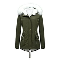 Ženski flanelski kaput u zimskom jednobojnom izoliranom plišanom pamučnom kaputu s plišanim ovratnikom pamučna jakna topli plišani