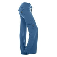 Ženske hlače za vježbanje visokog struka široke rastezljive joga hlače s džepovima Ležerne sportske hlače za trčanje