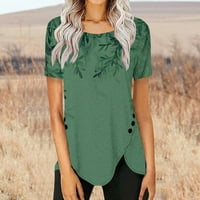 Ženske majice s okruglim vratom, ležerna bluza s printom, ženske ljetne košulje kratkih rukava, Zelena 2 inča