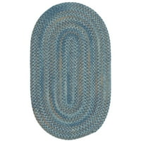 5' 7' Mornarsko plava i smeđa ručno izrađena višenamjenska reverzibilna prostirka ovalnog oblika