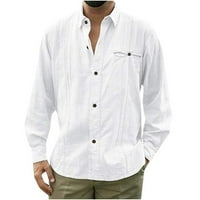 Muški kardigan za muškarce modna ležerna jednobojna tanka pamučna lanena košulja dugih rukava kardigan bijela bluza