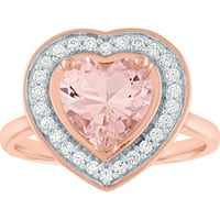 Prsten u obliku srca s imitacijom Morganita u srebrnom srebrnom srebrnom prstenu