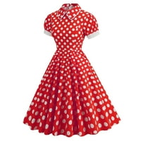 Ženske ljetne haljine u donjem rublju - Vintage nabrana haljina s okruglim vratom s kratkim rukavima, ležerna haljina s printom,
