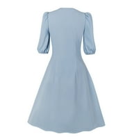 Midi haljine za žene, večernja haljina iz 1950-ih, Vintage ljuljačka rockabilli haljina, Ležerne suknje s reverom s dugim rukavima,
