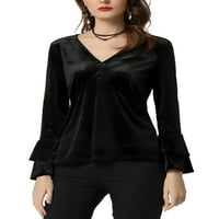 Jedinstvene ponude ženskog v vrata Velvet bluza bluza dugi rukav casual vrh