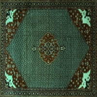 Tvrtka Alien strojno pere kvadratne perzijske tirkizno plave tradicionalne unutarnje prostirke, površine 7 stopa
