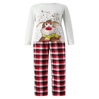 Božićni obiteljski pidžama Set od A-liste, Karirani vrhovi s uzorkom losa s dugim rukavima, hlače, pidžama, spavaćica