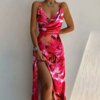 Ženska modna seksi ležerna Midi haljina s dubokim dekolteom u obliku slova U i dugim prorezom