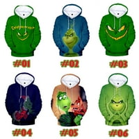 Smiješni Grinch print pulover s kapuljačom od 3 inča klasična majica s kapuljačom za muškarce, žene i djecu
