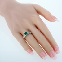 1. prsten za Solitaire od 1 karatnog smaragdnog srca izrađen od čistog srebra