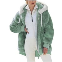 Ženske jesenske jakne plus size Zimska topla široka Plišana jakna s kapuljačom s patentnim zatvaračem klasični kaputi