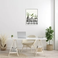 Lons biljke s uzorkom tartan botanička i cvjetna grafička umjetnost bijela uokvirena umjetnička print art art art