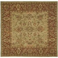 Tradicionalni tepih od zlatne Jaipur vune - zelena hrđa-Boja: Zelena hrđa, dizajn: tradicionalna, oblik: kvadrat, Veličina: 6'6'