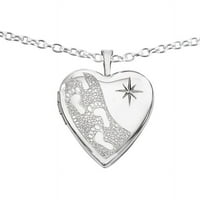 Netaknuto srebro, Sterling srebro presvučeno rodijem, dijamantni rez, otisci stopala, medaljon u obliku srca