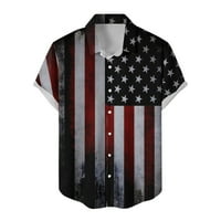 Majice plus veličine za muškarce, Muška ležerna majica s printom Dana neovisnosti SAD-a, košulja kratkih rukava, košulja s reverom