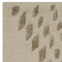 Prostirka od vune s apstraktnim uzorkom lišća, pješčano smeđa, kvadrat 5' 5'