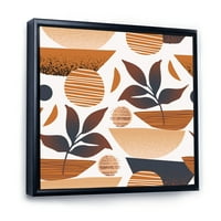 DesignArt 'Tropska silueta lišća i oblici na bijeloj' moderno uokvirenoj platnu zidne umjetničke print