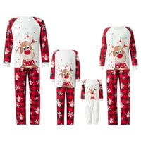 Isti obiteljski Božićni pidžama Set, mekana odjeća za spavanje za odmor, Slatki vrhovi s printom losa + karirane hlače sa snjegovićem