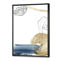 Dizajnerska umjetnost Zlatna morska školjka klasična plava apstrakcija Seoska kuća uokvirena na platnu zidni umjetnički tisak