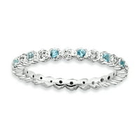 Prsten od čistog srebra s plavim topazom i dijamantom