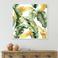DesignArt 'lišće sa zrelim bananama' nautičke i obalne uokvirene platnene platnene zidne umjetničke tisak