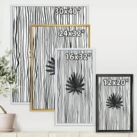 DesignArt 'crno -bijela prugana pod tropskom lišću III' Moderno uokvireno platno zidno umjetnički tisak