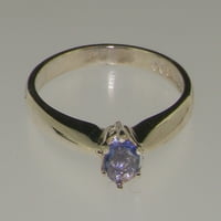 Ženski jubilarni prsten od sterling srebra izrađen u Velikoj Britaniji s prirodnim tanzanitom - opcije veličine-veličina 8,5