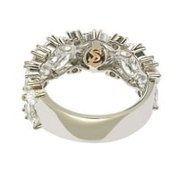 Kolekcionarski prsten za obljetnicu od srebrnog srebra s više rezova s cvjetnim kubičnim cirkonijem