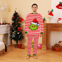 Obiteljski set zabavnih božićnih pidžama, božićnih pidžama za dječake-zeleni vilenjaci čudovišta s uzorkom božićnih šešira i zelenim