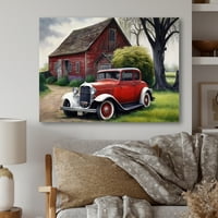 Dizajnerska umjetnost stari vintage automobil u staji platnena zidna umjetnost