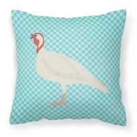 Jastuk za bacanje od plave karirane tkanine _ mala bijela pureća piletina
