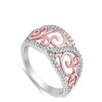 Vaša boja ružičasto zlato u viktorijanskom stilu s bijelim kubičnim cirkonijem prsten od sterling srebra Ženska Veličina 6