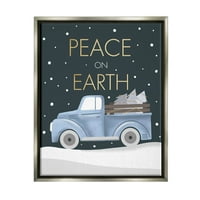 Stupell Industries Peace On Earth Snježni kamion Grafička umjetnost Strašnjak siva plutajuća uokvirena platna Umjetnost tiska, dizajn