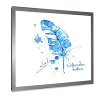 DesignArt 'Etničko plavo pero na bijeloj' Boemijski i eklektični uokvireni umjetnički tisak