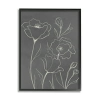 Stupell Industries procvjetajući cvjetne latice Botaničke linije crtanje grafičke umjetnosti crni uokvireni umjetnički print zid